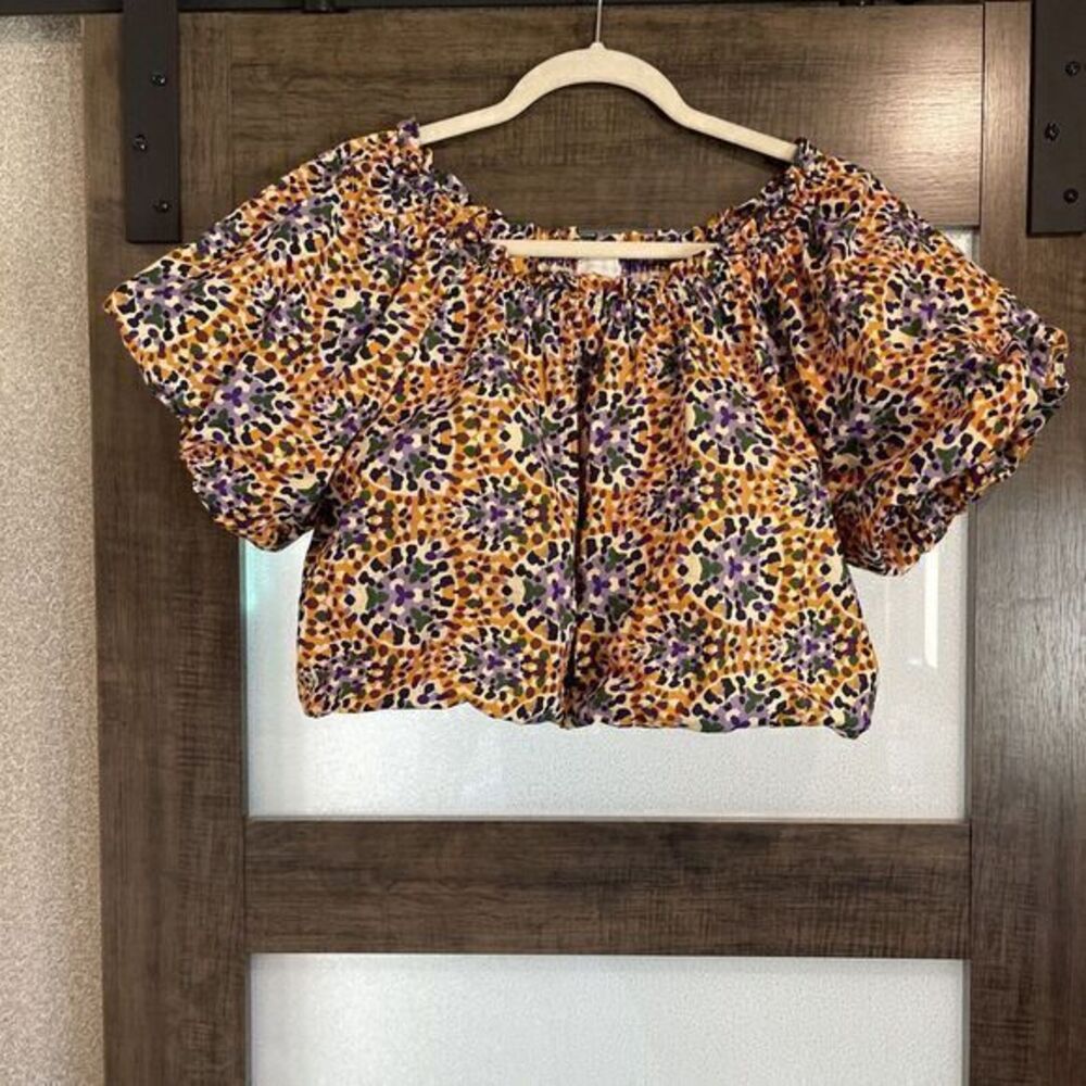 Jennifer & Grace Shirt Crop Top Size Medium Kaleidoscope Purple Multi